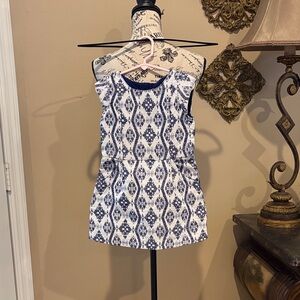 Genuine Kids Oshkosh Dress Sleeveless Patterned Blue and White Sz 4T